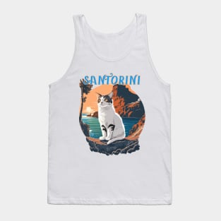 A Cute Cat In Santorini Tank Top